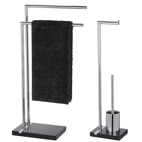Stojak na ręczniki, papier toaletowy i szczotkę do wc NOBLE BLACK - zestaw, WENKO