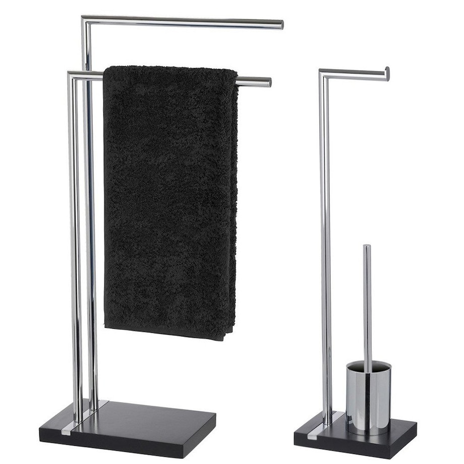 Stojak na ręczniki, papier toaletowy i szczotkę do wc NOBLE BLACK - zestaw, WENKO