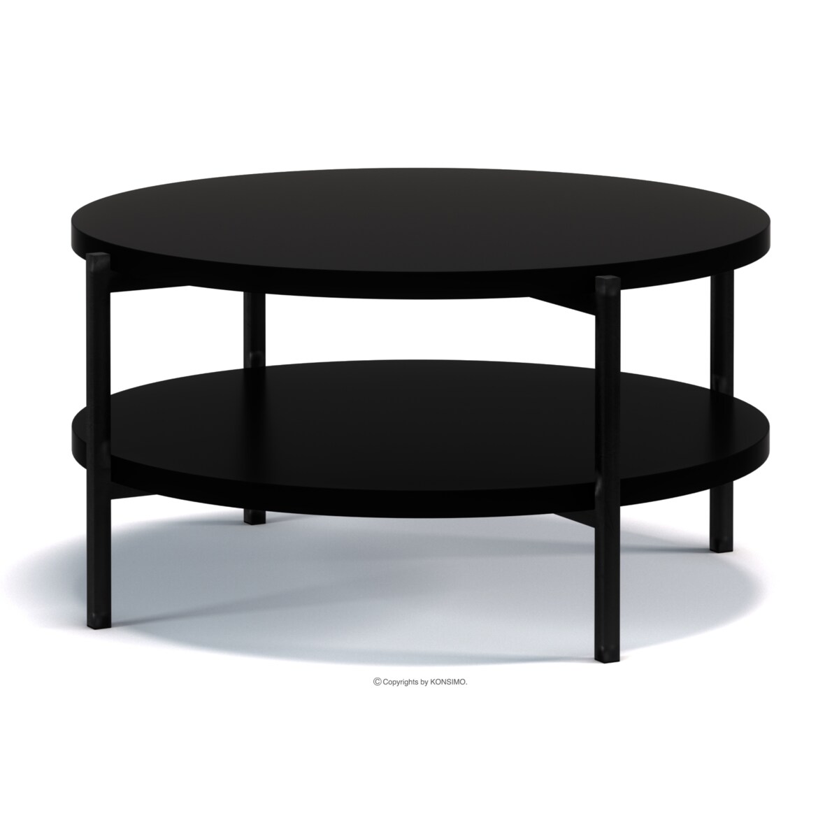 KONSIMO GERIS Stolik kawowy z półką w stylu loft, czarny mat