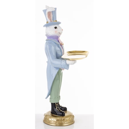 Dekoracja - duży elegancki królik 59,5x30x22 cm TUHTO-4 ze złotą tacą