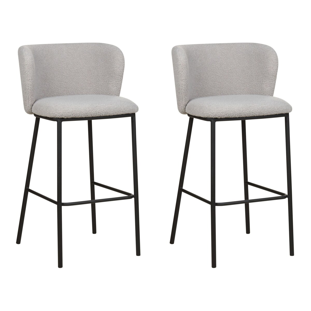 Zestaw 2 krzeseł barowych boucle szary MINA