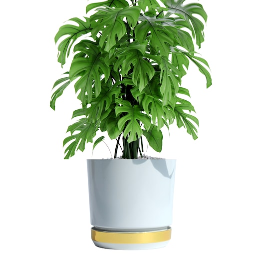 26 Doniczka DUO BIAŁA z podstawką ZŁOTO B. dwukolorowa nowoczesna z połyskiem drenażem elegancka