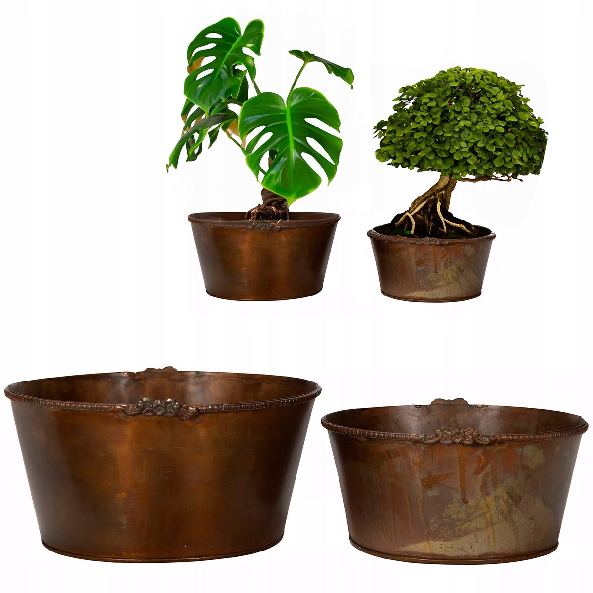 DONICZKA MISKA na bonsai parapet 2 szt. zestaw osłonka donica loft metal