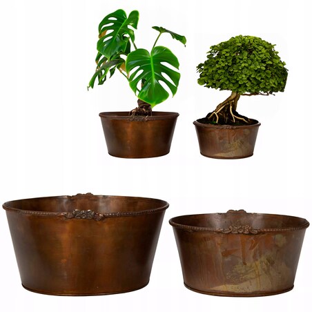 DONICZKA MISKA na bonsai parapet 2 szt. zestaw osłonka donica loft metal
