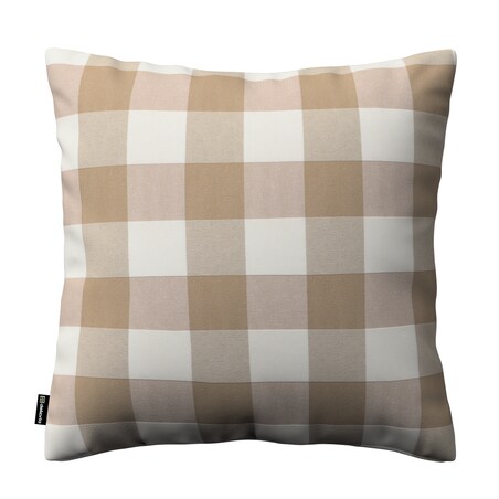 Poszewka Kinga na poduszkę 50x50 beżowo-biała krata (5,5x5,5cm)