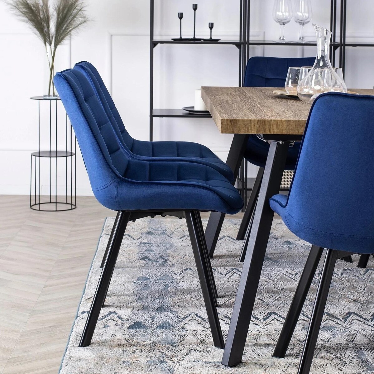Krzesło Tapicerowane Welurowe RICK Granat do Jadalni