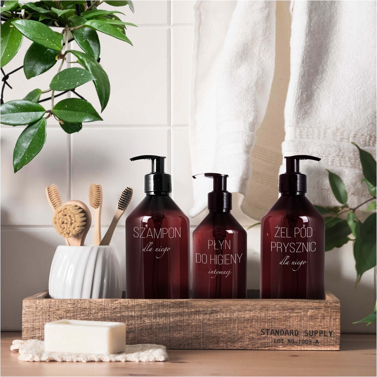 4X Dozownik Z Pompką Butelka Do Szamponu Żelu Pod Prysznic Zestaw Dla Niego Do Łazienki