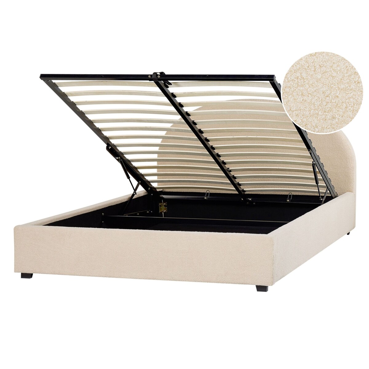 Łóżko z pojemnikiem boucle 160 x 200 cm beżowe VAUCLUSE