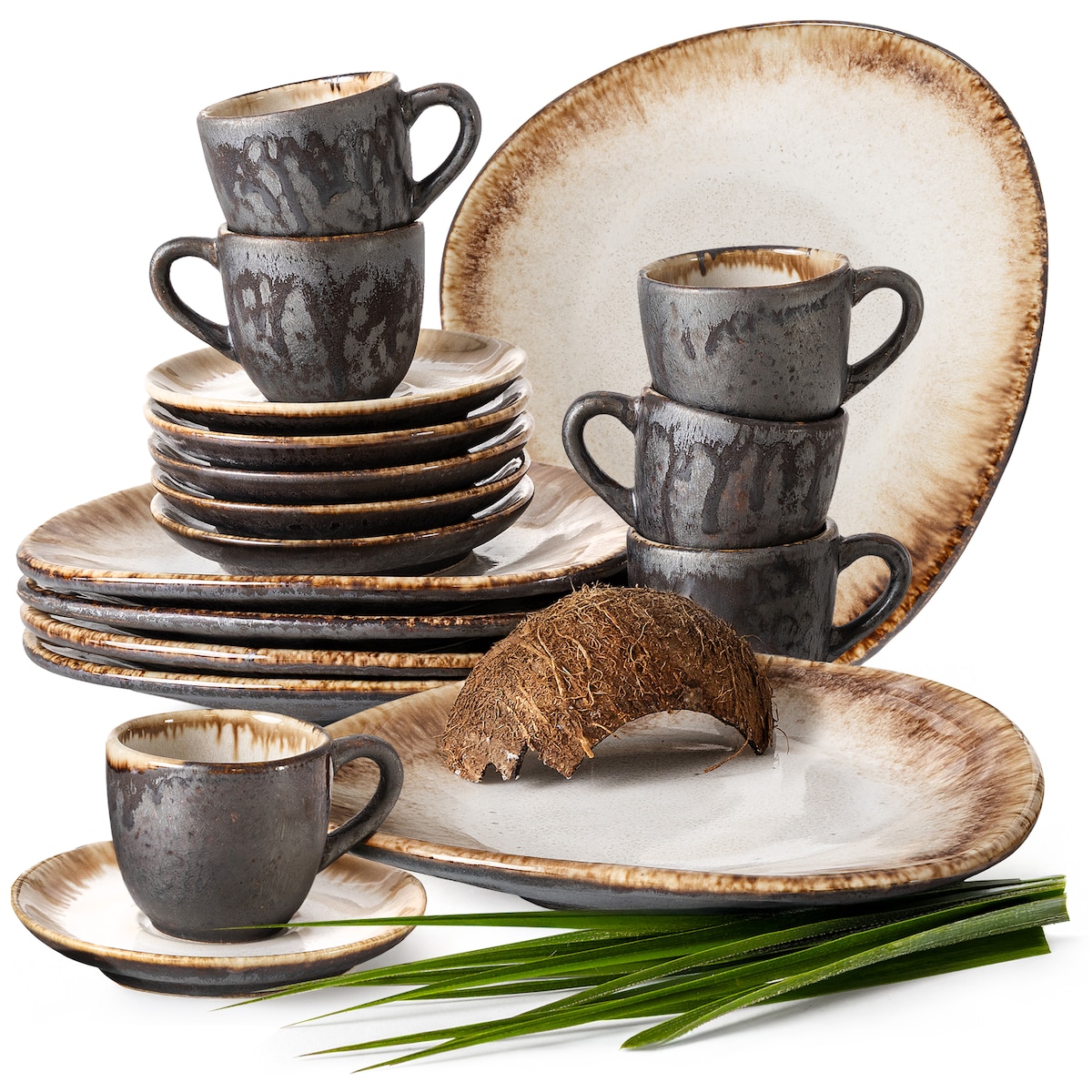 Konsimo PRIMA Zestaw kawowy espresso 6 os. (18 el.), jasnobeżowy