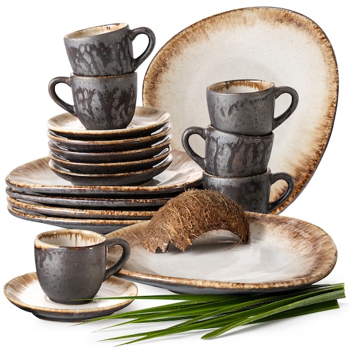 Konsimo PRIMA Zestaw kawowy espresso 6 os. (18 el.), jasnobeżowy