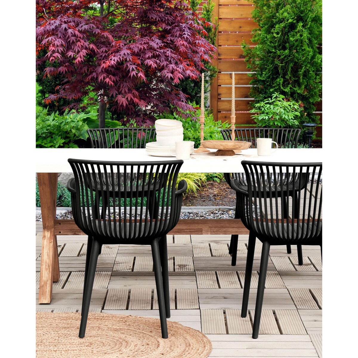 Zestaw 4 krzeseł do jadalni czarny PESARO