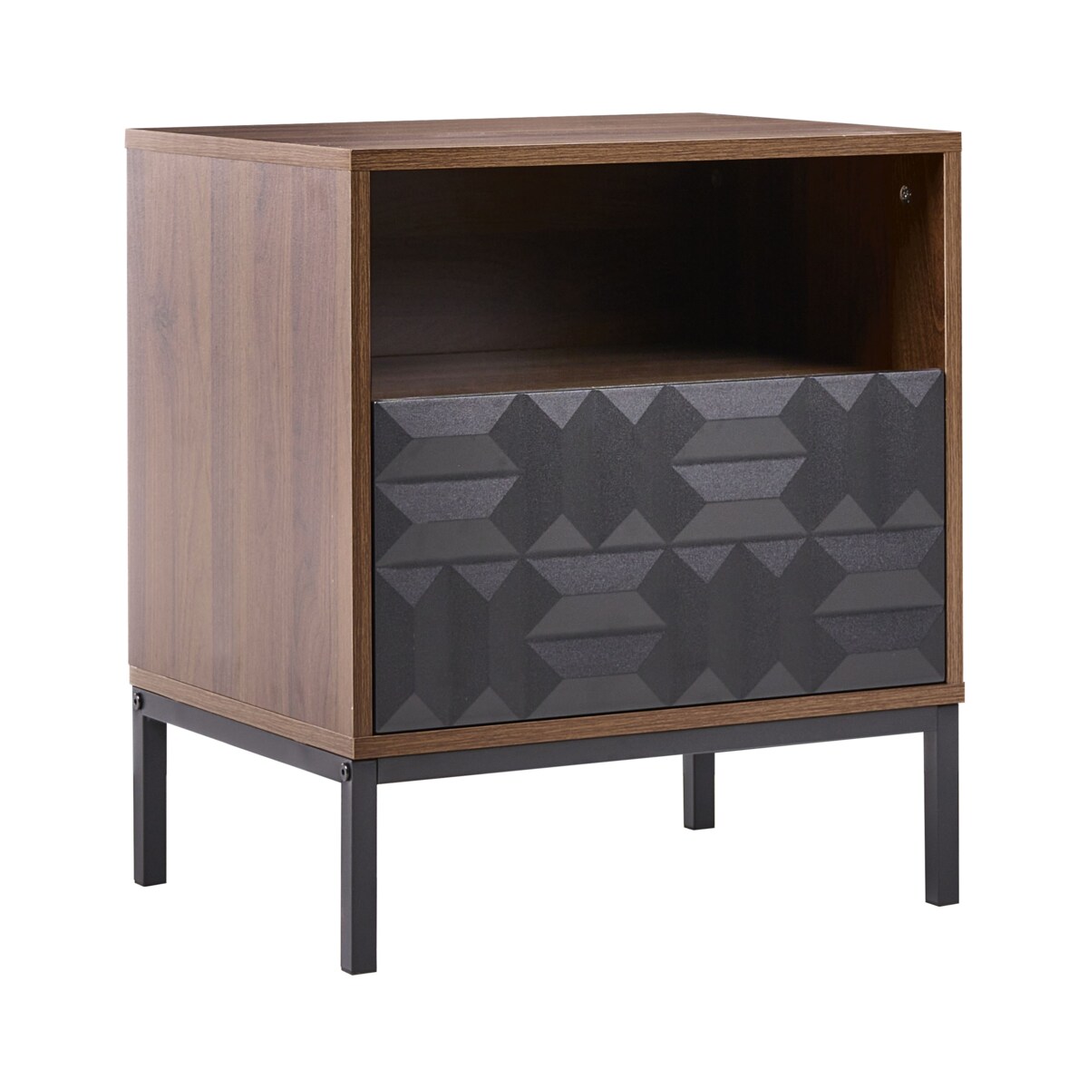 Szafka nocna 1 szuflada CARAQUET Ciemnobrązowy
