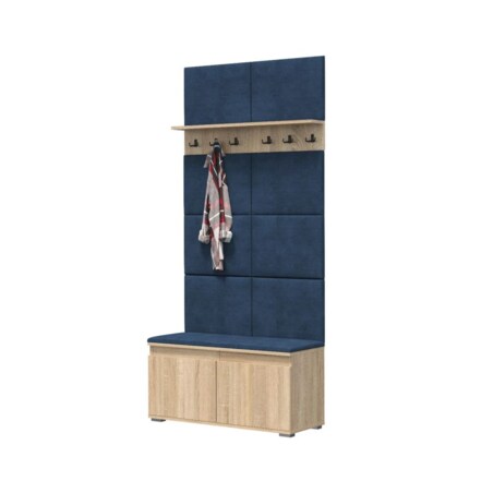 Szafka na buty z siedziskiem i wieszakiem SINGAPUR 100 dąb sonoma/granatowa