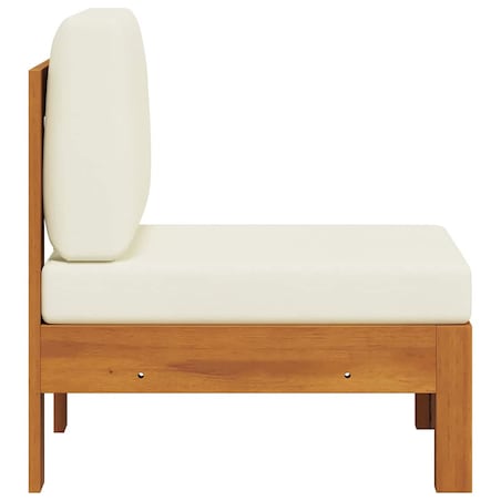 vidaXL Moduł sofy środkowej, kremowe poduszki, lite drewno akacjowe