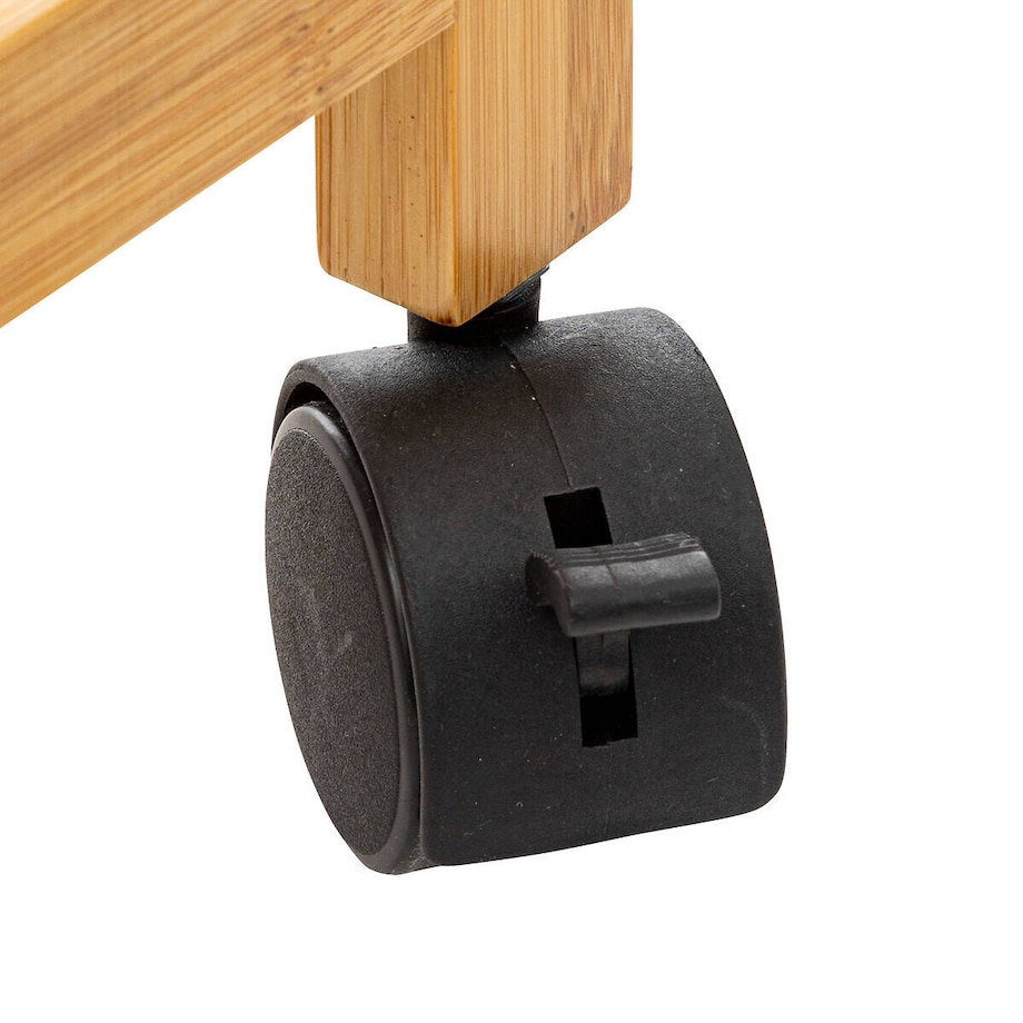 Wąski kosz na pranie na kółkach, tekstylny worek i bambusowy stelaż, 55 x 28 x 80 cm