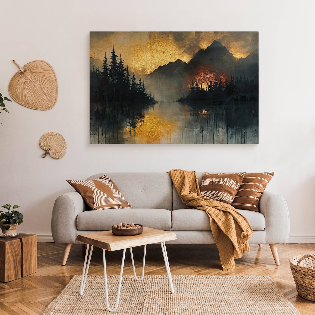 Obraz Na Płótnie Do Salonu Zachód Słońca Krajobraz Góry Abstrakcja 120x80cm