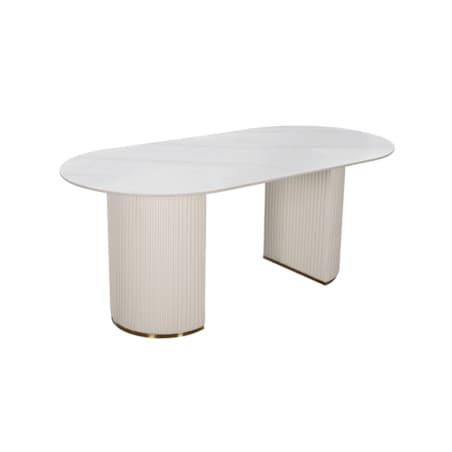 Nowoczesny złoty stół plisowany Glamour Nowojorski Blanka z kamiennym blatem o wzorze marmuru 180x90x75 / do jadalni