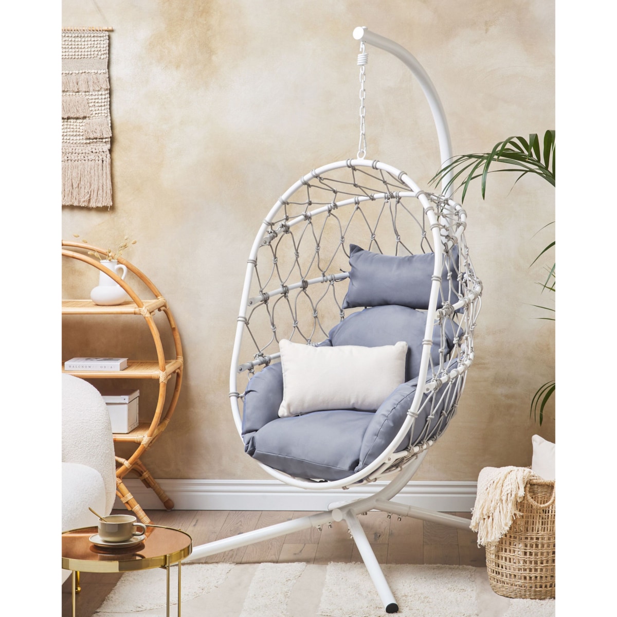 Fotel wiszący ze stojakiem biały ADRIA