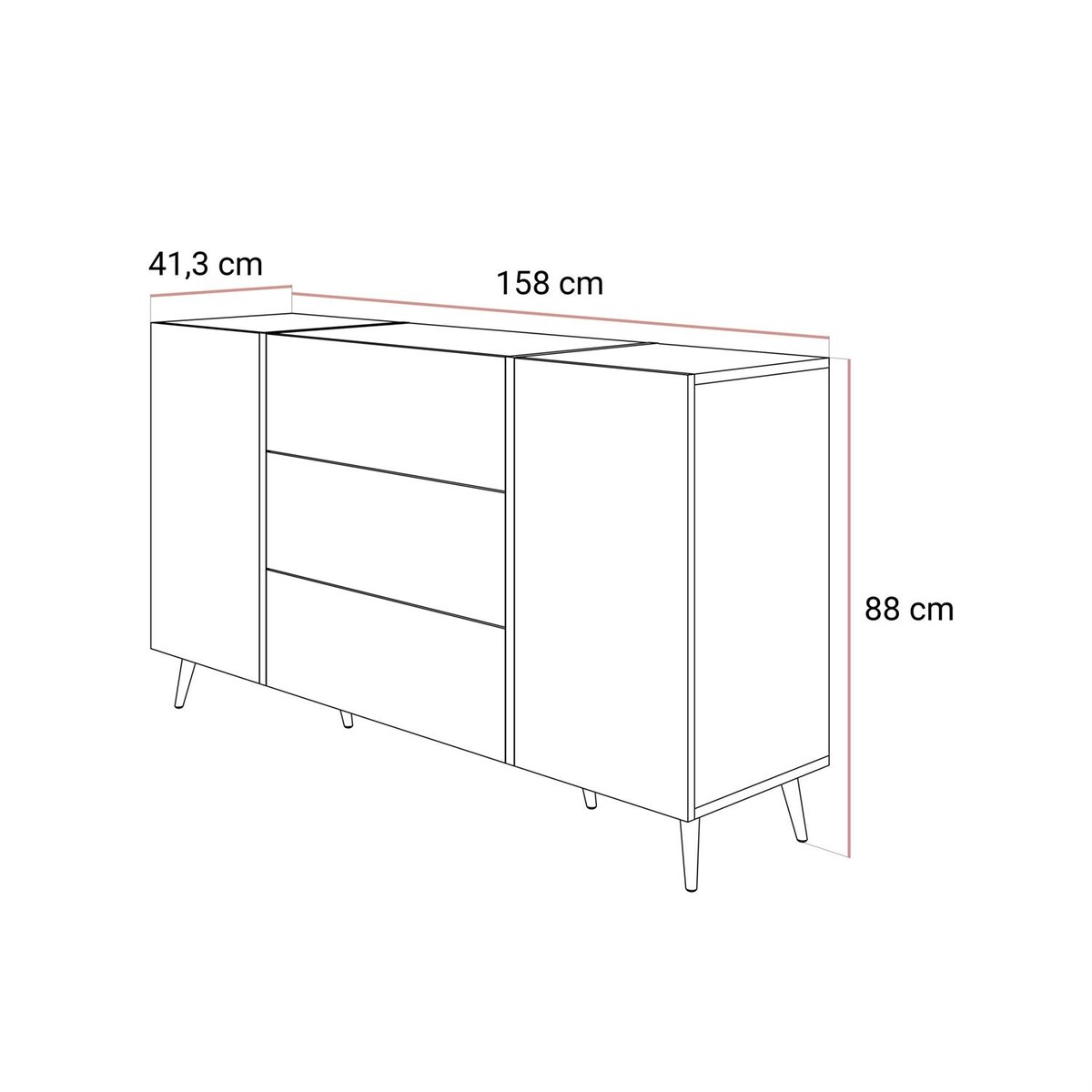 Komoda ONYX kaszmir połysk na nózkach 158 cm push to open