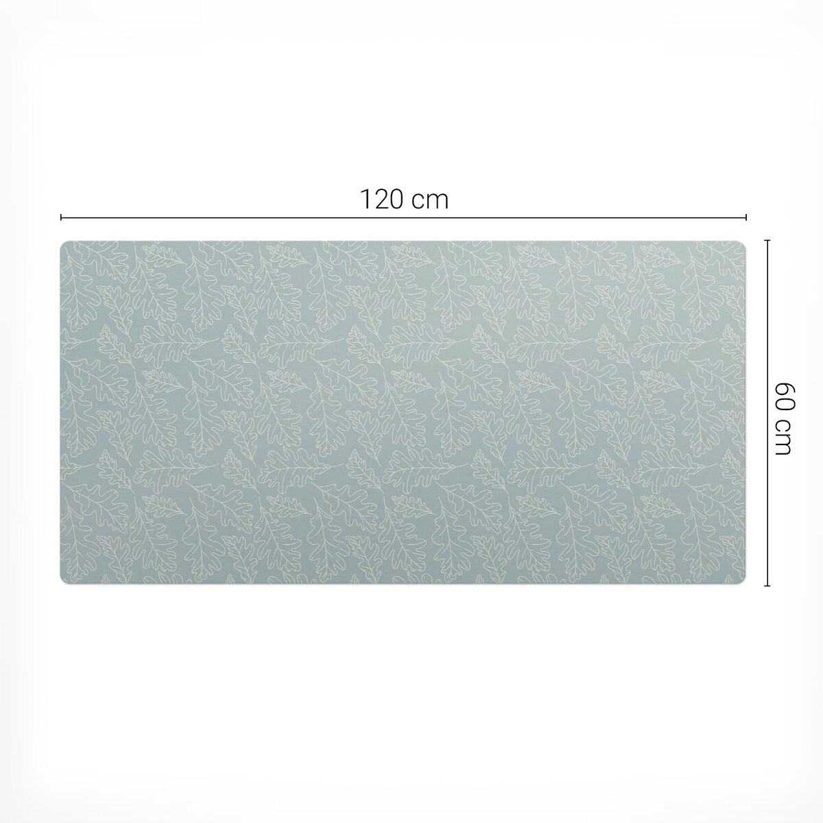 Turkusowa mata na biurko Liście dębu wzór, 120x60 cm
