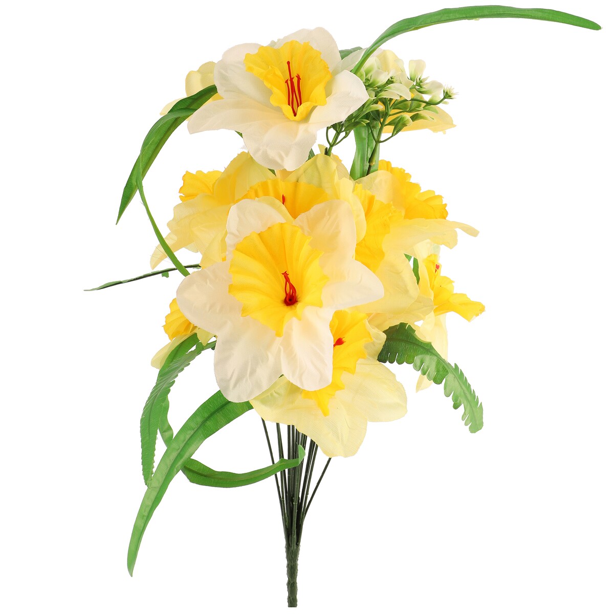 Sztuczne Kwiaty Sztuczny Bukiet Żonkile 18 Główek 52 Cm Żółte Liście Ozdoba