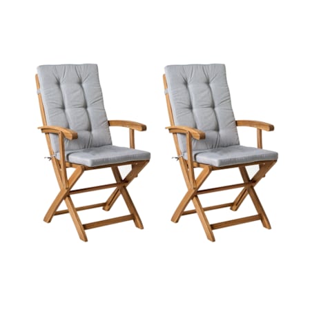 Zestaw 2 krzeseł ogrodowych z poduszkami MAUI PREMIUM Drewno akacjowe Szary