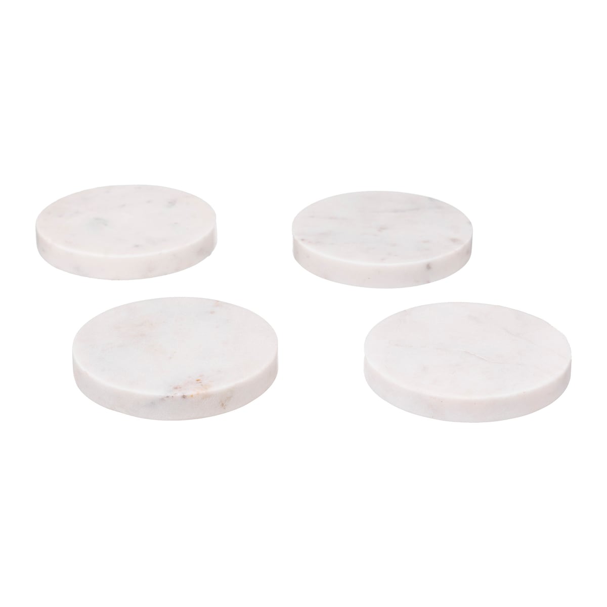 Podkładki pod kubki MARBLE, Ø 10 cm, 4 sztuki, kolor biały, marmur