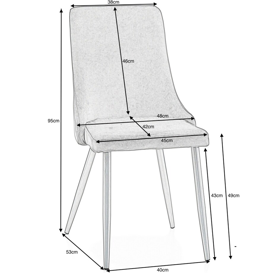 Krzesło tapicerowane welurowe do salonu jadalni UNO szare