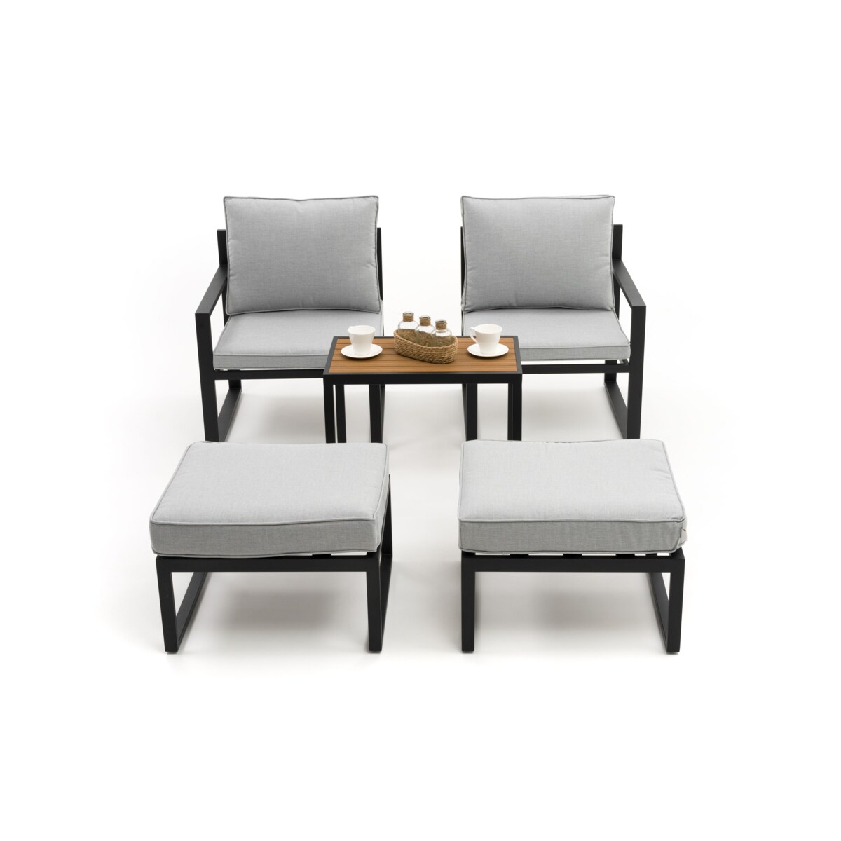 Zestaw mebli ogrodowych aluminiowe nowoczesne ATOL 2 grafitowo szare