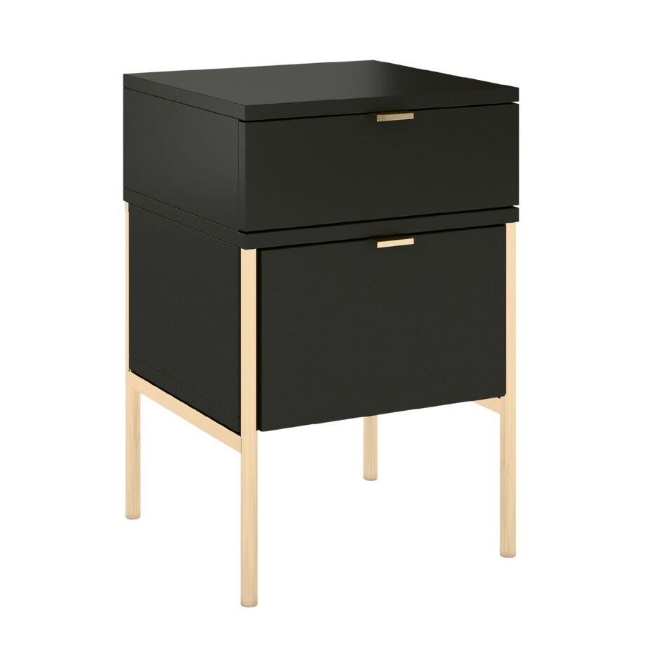 Elegancka czarna szafka nocna Skandica POLKA na złotych nóżkach