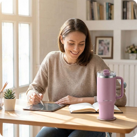 Kubek termiczny Berdsen termos ze słomką 1180ml stal nierdzewna na kawę herbatę