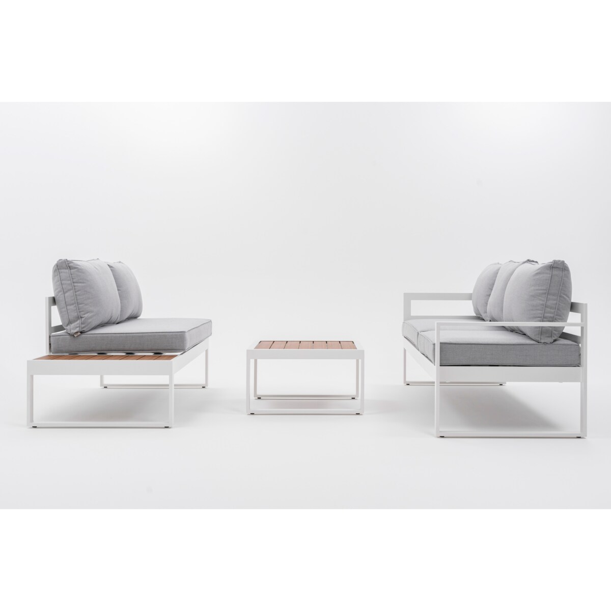 MEBLE OGRODOWE ALUMINIOWE NAROŻNIK NICEA BIAŁO SZARA LEWA