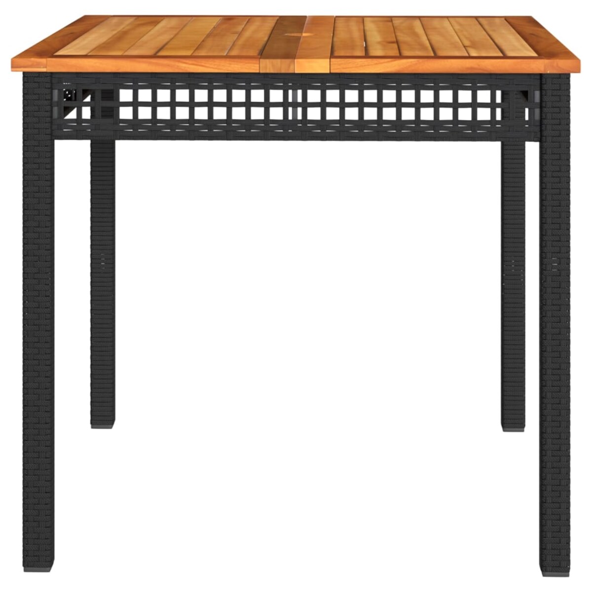 vidaXL Stolik ogrodowy, czarny, 80x80x75 cm, polirattan i akacja