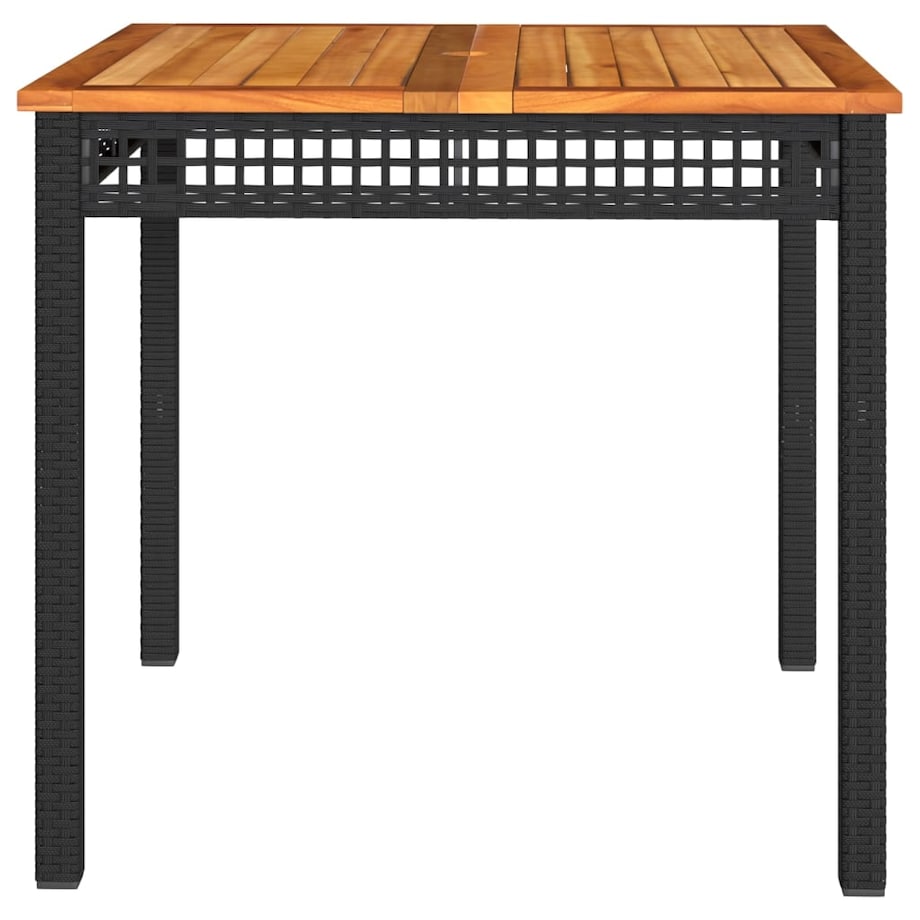 vidaXL Stolik ogrodowy, czarny, 80x80x75 cm, polirattan i akacja