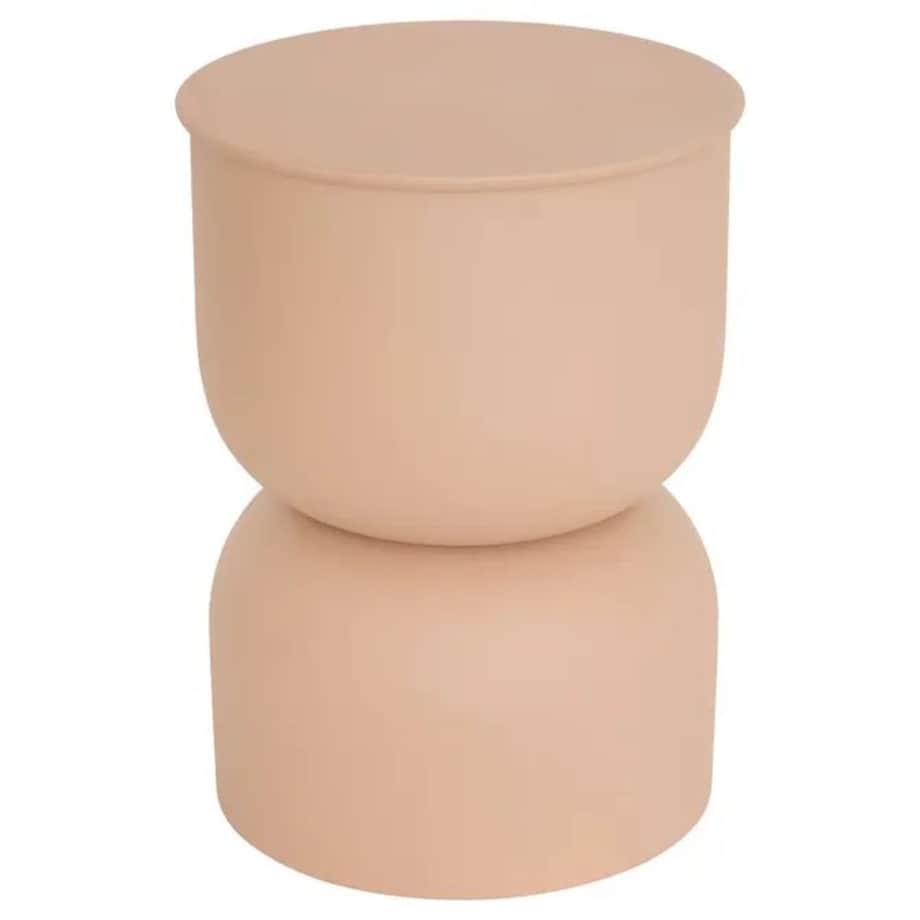 Stolik pomocniczy, boczny, Ø31 cm, metalowy, Palmoba, beżowy