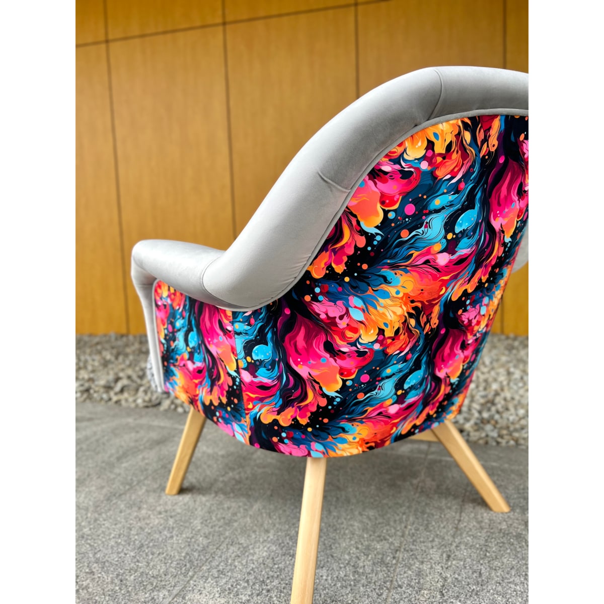 Fotel kubełkowy K05 Kolorowe ekspresja + szary