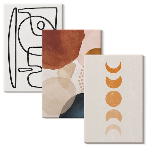 Zestaw 3 dużych obrazów na płótnie - Abstrakcyjne kolory dekoracje - brązowy