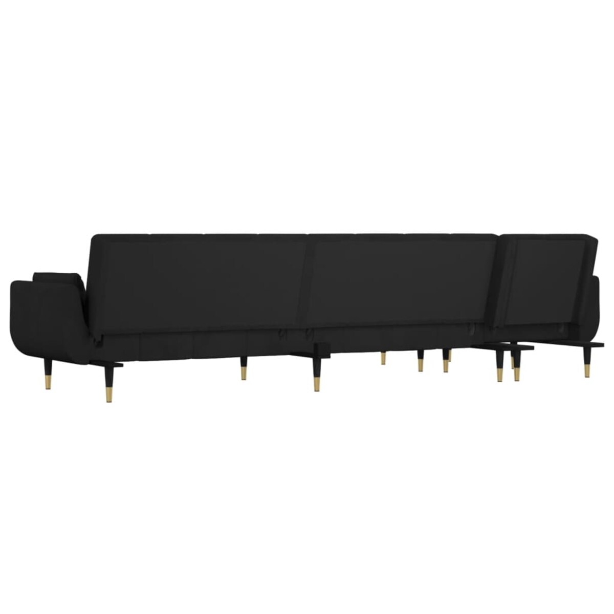 vidaXL Sofa rozkładana L, czarna, 275x140x70 cm, aksamit