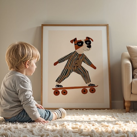 plakat pies na deskorolce 70x100