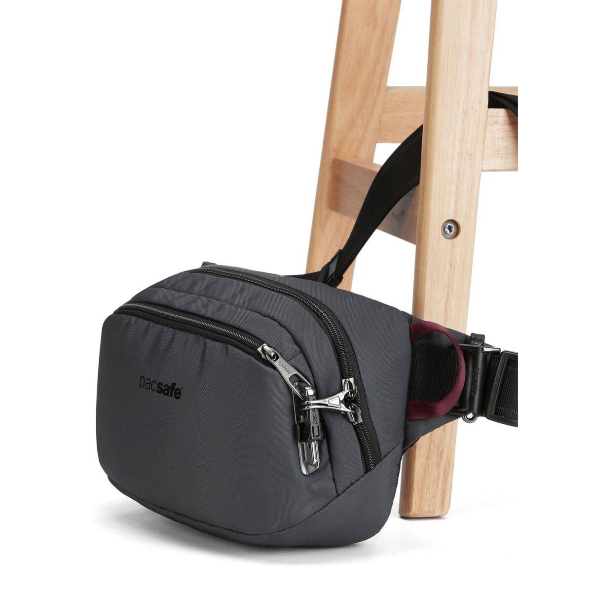 Saszetka nerka antykradzieżowa z recykling Pacsafe Vibe 100 - ciemnoszary