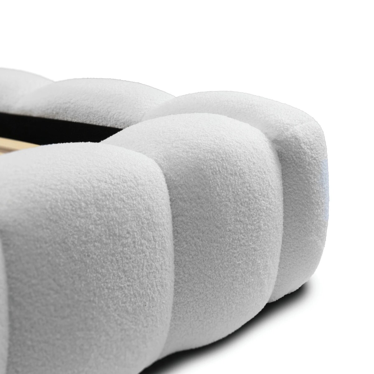 Łóżko tapicerowane 160x200 cm białe bouclé Santo