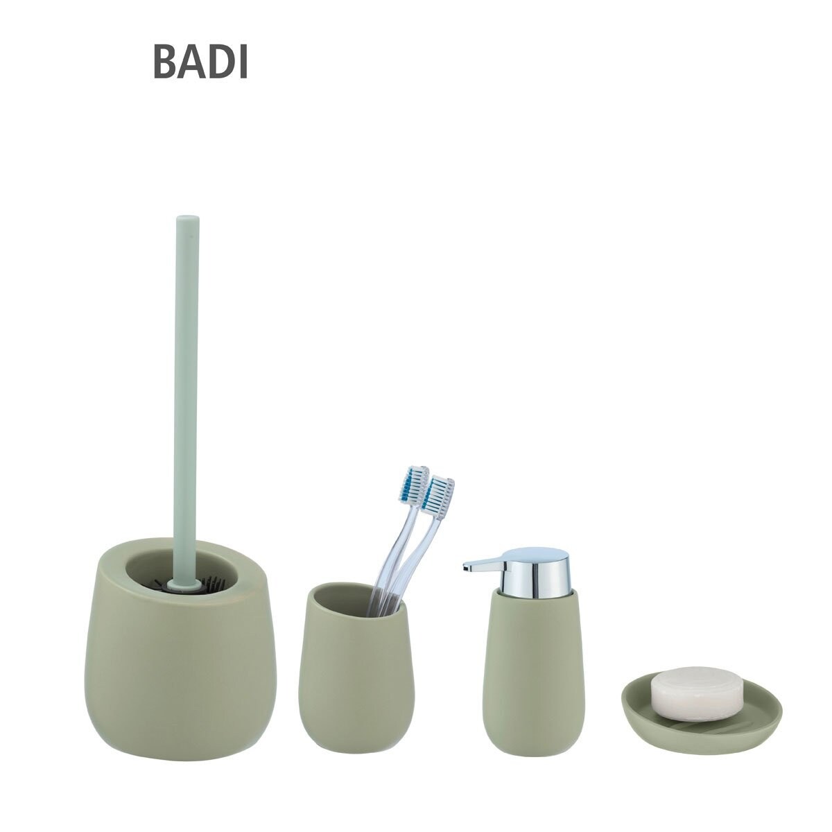 Kubek ceramiczny na szczoteczki BADI, WENKO, kolor zielony