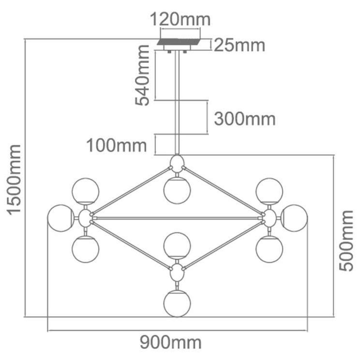 Żyrandol LAMPA wisząca Bao Nero Clear Orlicki Design metalowa OPRAWA industrialna ZWIS kule balls molekuły loft przezrocz