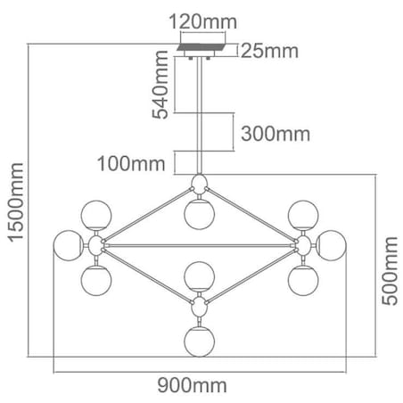 Żyrandol LAMPA wisząca Bao Nero Clear Orlicki Design metalowa OPRAWA industrialna ZWIS kule balls molekuły loft przezrocz