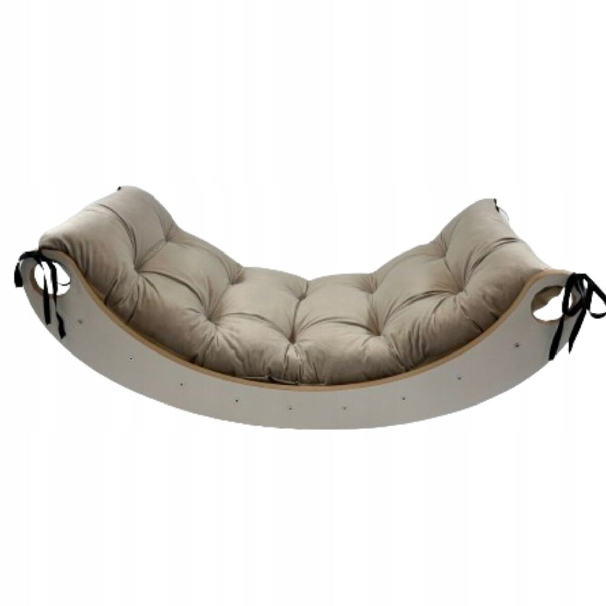 Drewniany Bujak Montessori dla Dziecka Mały + poduszka welurowa Beżowa CE