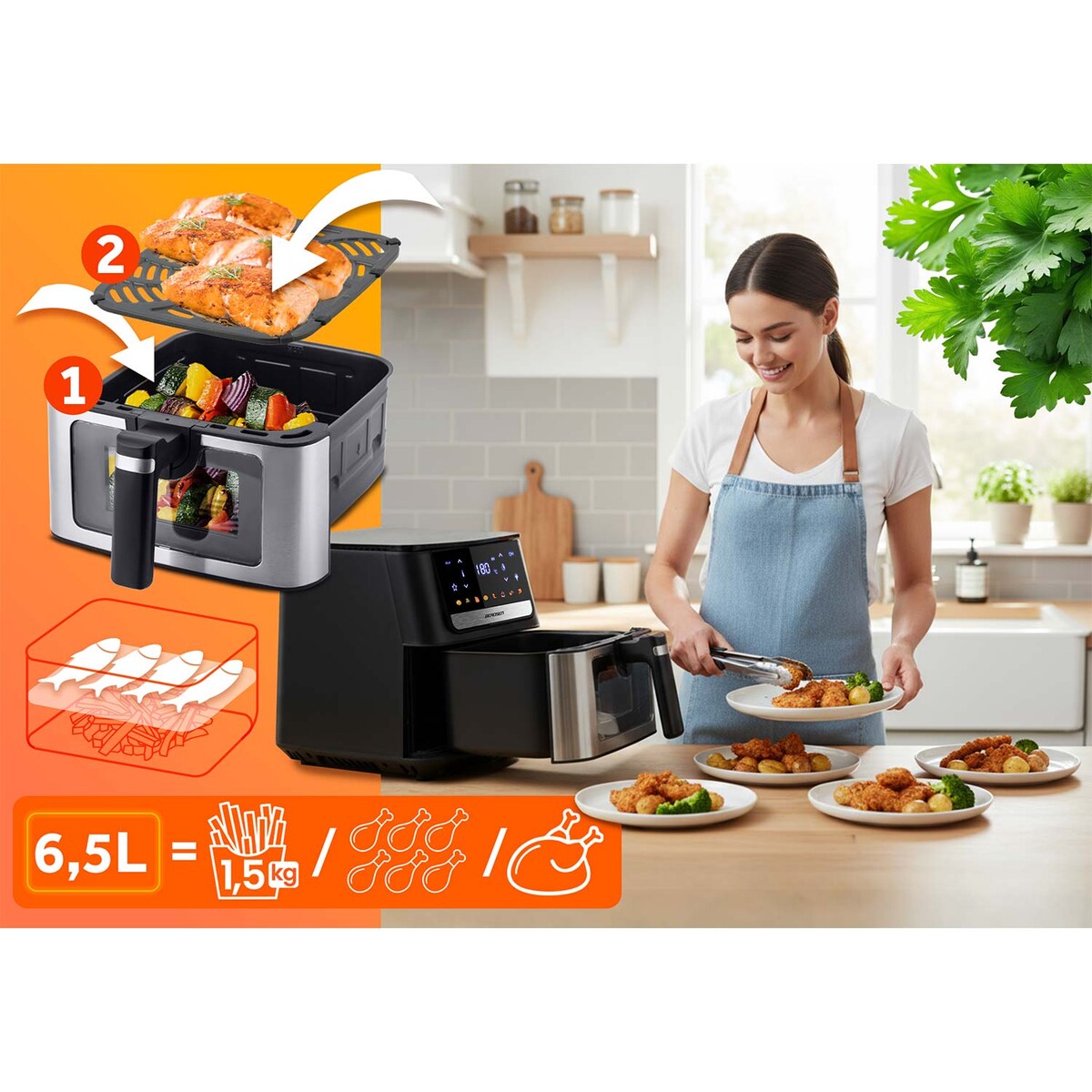 Frytkownica beztłuszczowa Berdsen Air Fryer 6,5l 1700W frytownica