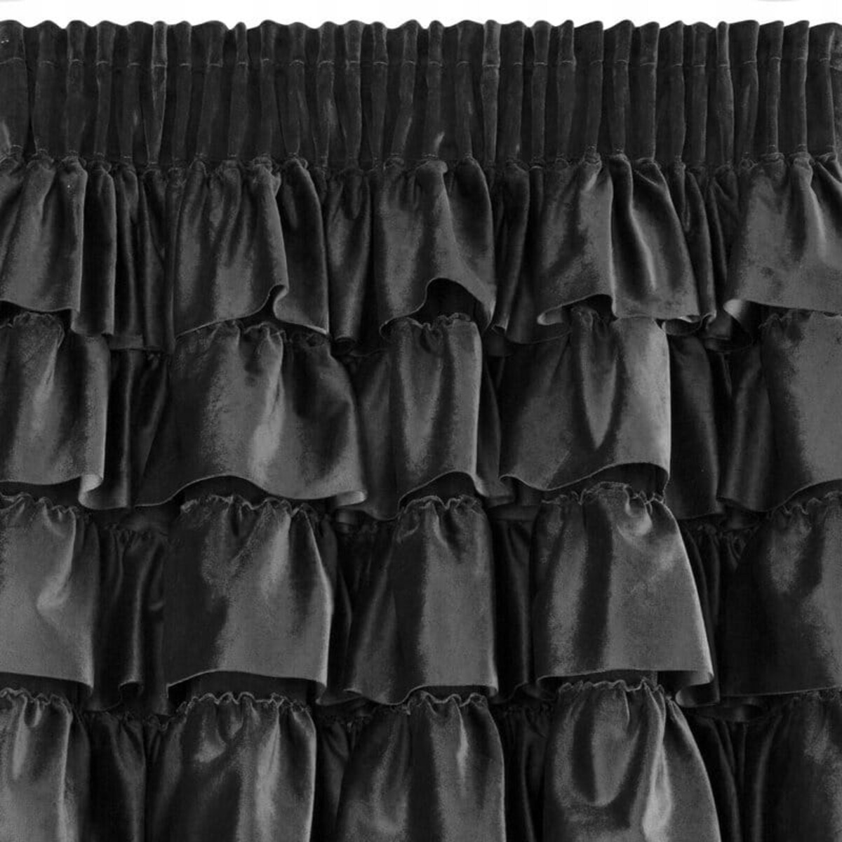 Zasłona Zaciemniająca WELUROWA Gotowa na TAŚMIE z FALBANAMI 140 x 270 CZARNA