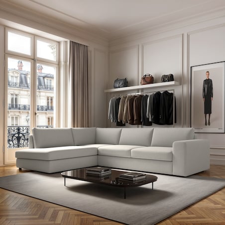 Sofa narożna lewa Baga kremowa