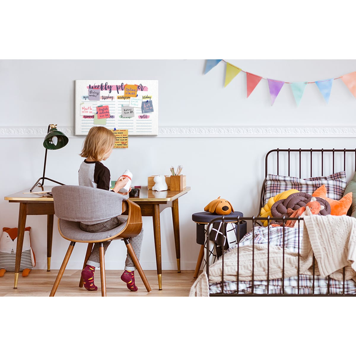 Tablica korkowa Planer tygodniowy 60x40cm - kolorowe pinezki