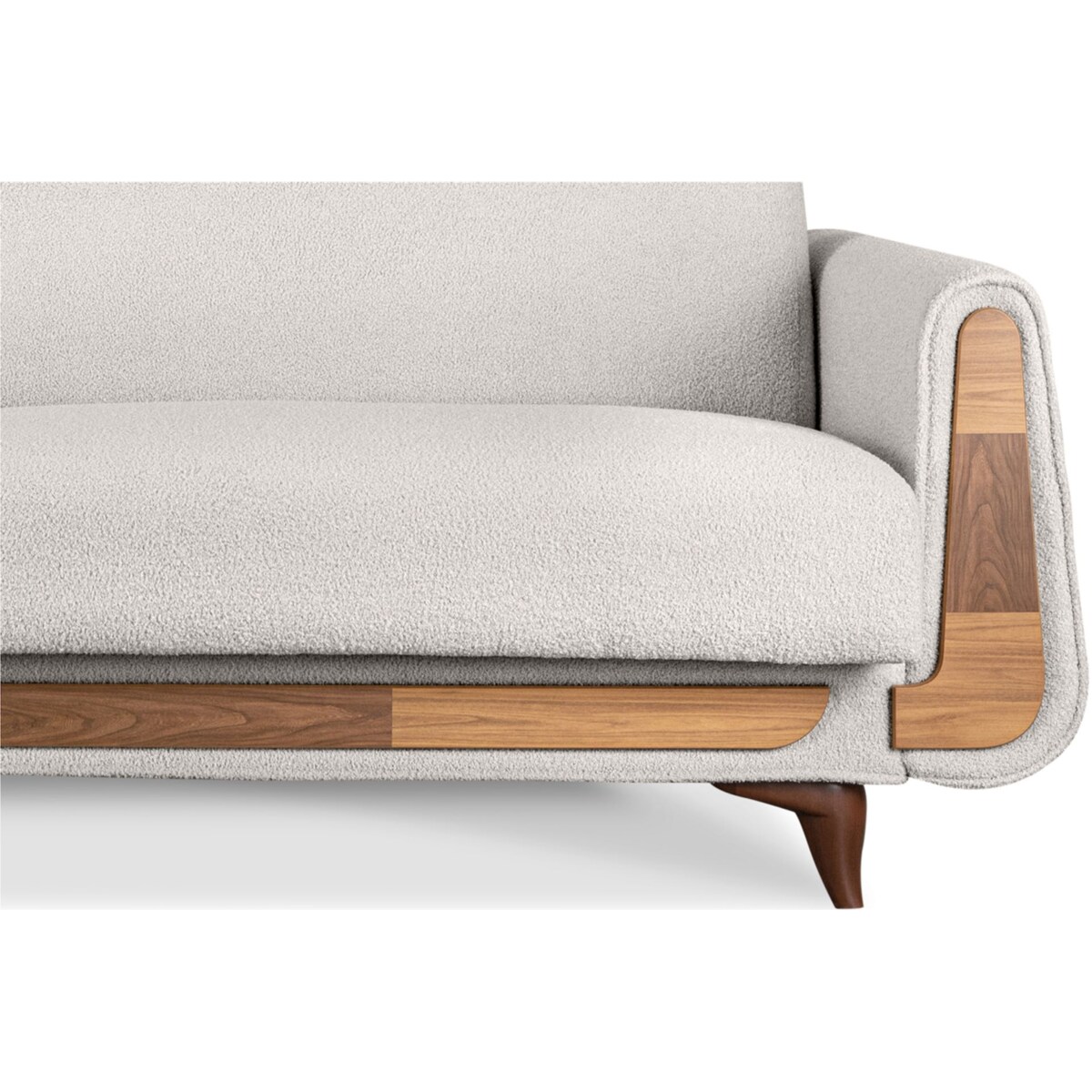 KONSIMO GUSTAVO Sofa trzyosobowa z białej tkaniny boucle